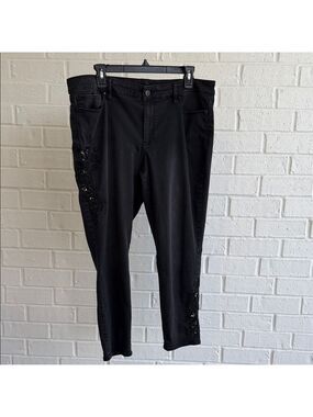 White House Black Market The Skinny Ankle Jeans Beads Sequin Embellished Sz 14S
